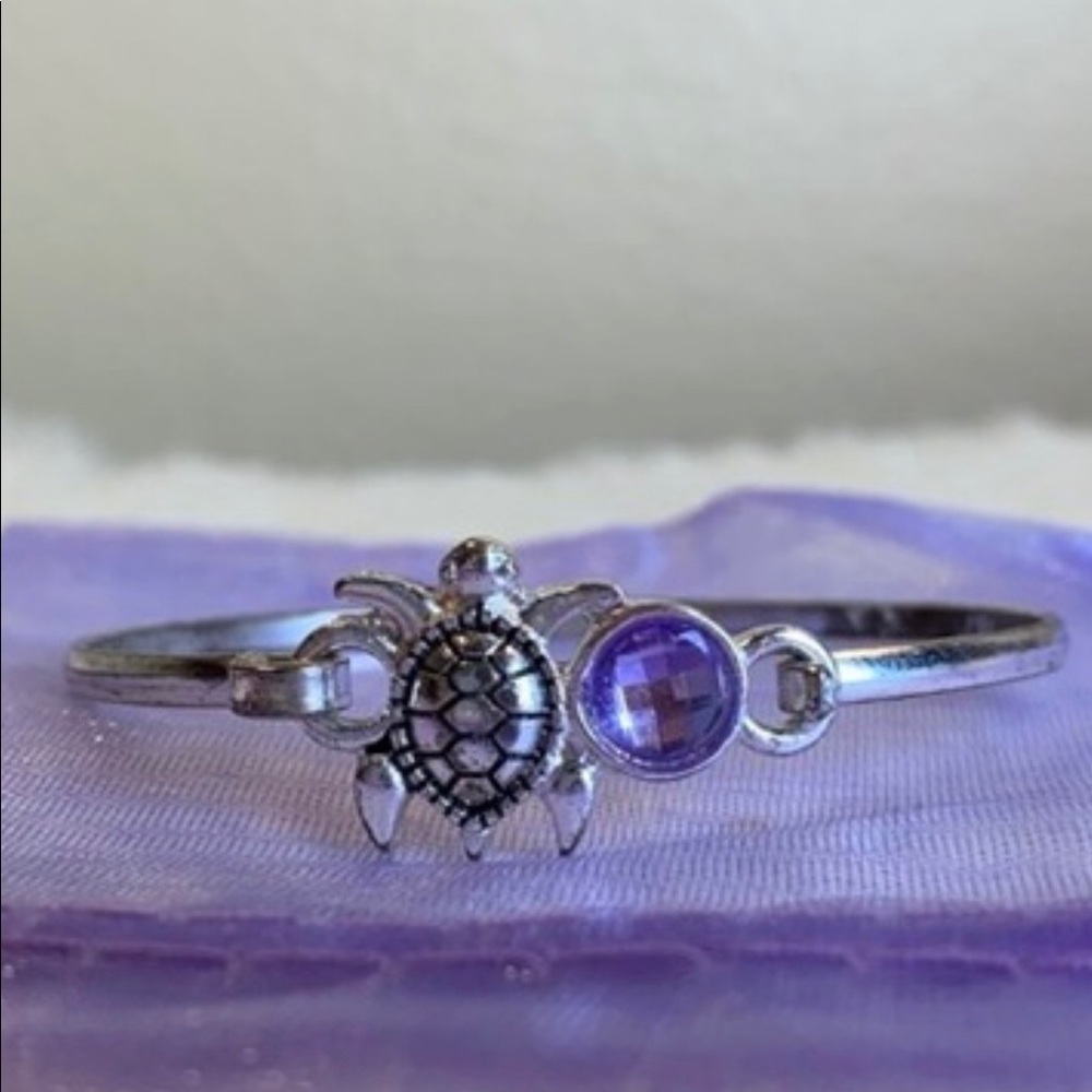 Silver Purple Turtle Bracelet